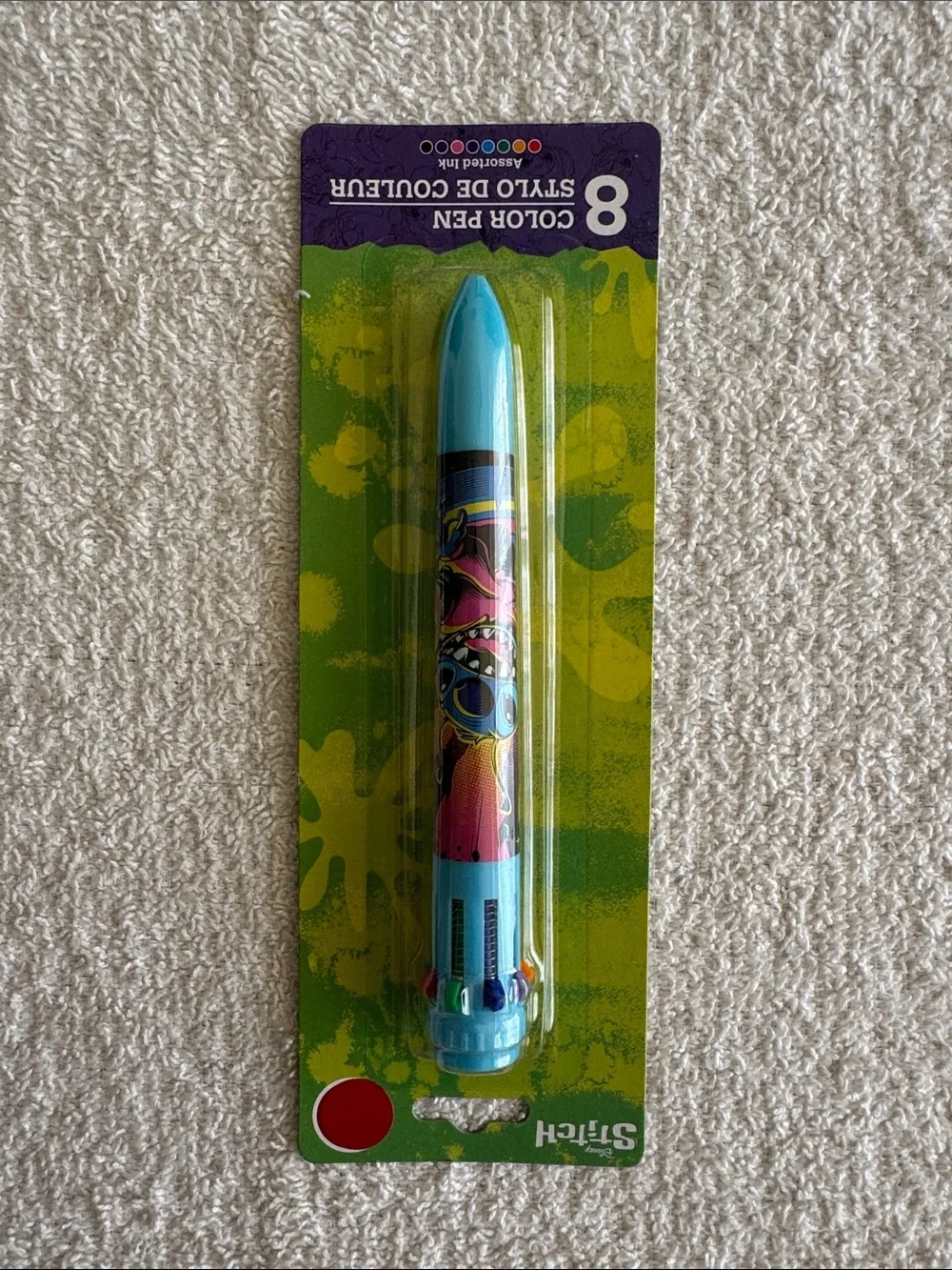 Disney Stitch 8-Color Multi Pen - Light Blue with Pink Accent